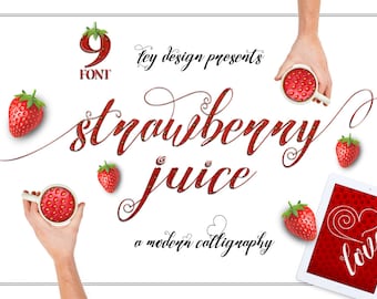 50% Off Strawberry Family - Wedding Font - Script Font - Calligraphy - Modern Calligraphy - Logo Font - Photography - Digital Font
