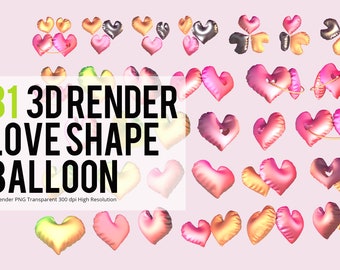 31 3D Render Balloon Love Shape