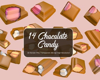 14 3D Render Chocolate Candy Block