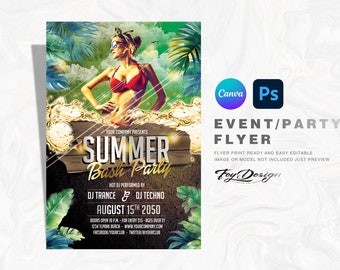 Summer Bash Party Flyer - Canva Flyer - Photoshop flyer - Flyer Digital - Flyer Digital Download - Flyer Template - Poster Template - Print