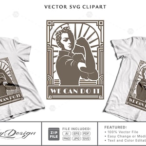 Rosie the Riveter Art Deco SVG: Feminist Empowerment Design (Digital Download)