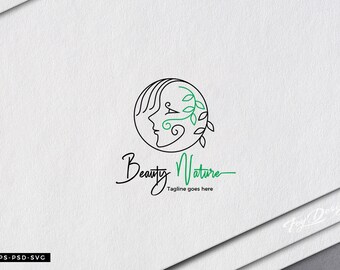 Beauty Nature Logo - Salon Logo - Spa Logo - Company Logo - Hair Logo - Feminine Logo - Woman Logo - Vector Logo - Nature Logo