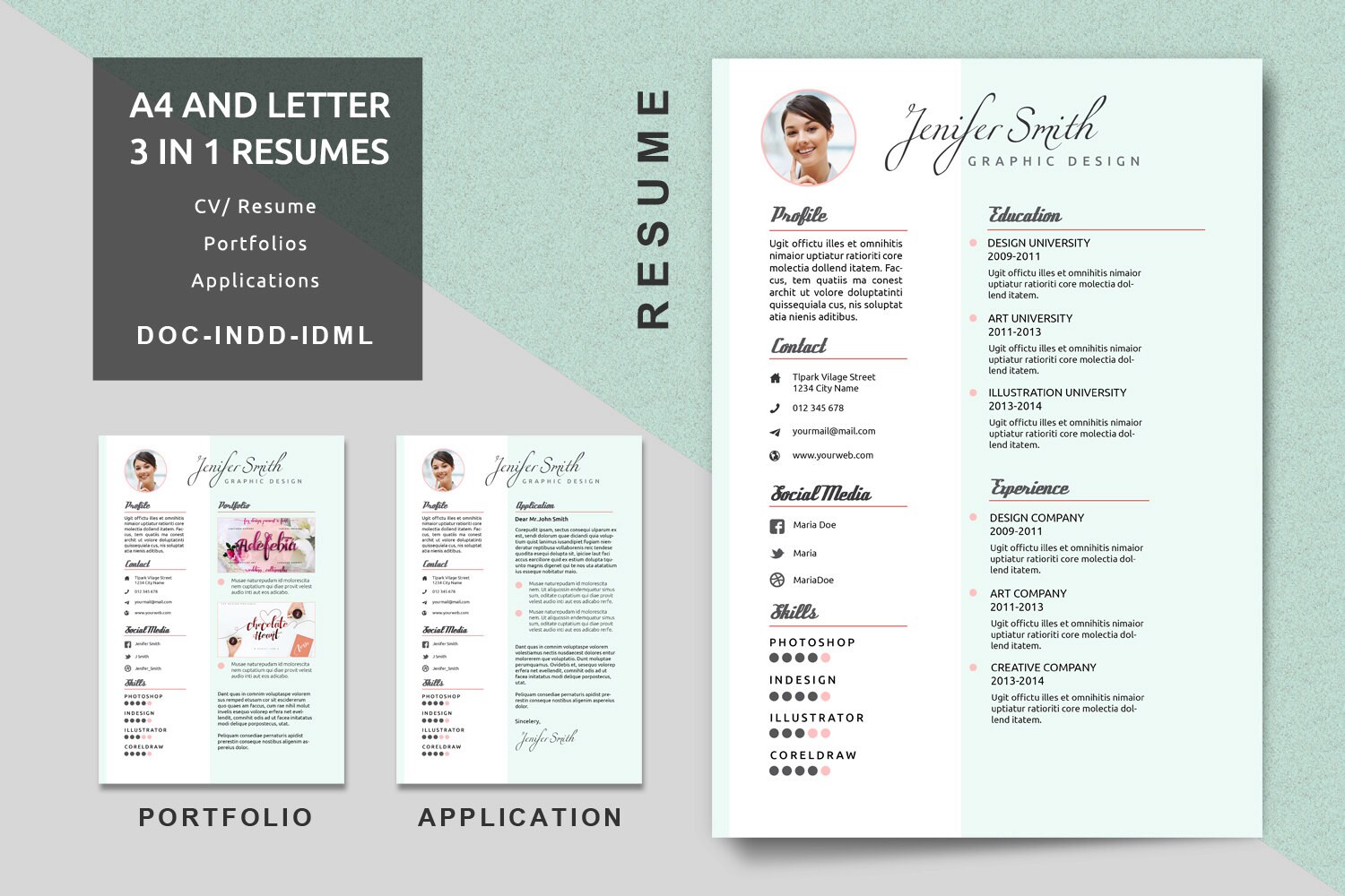 Letter Creative Resume Templates Modern Resume Cv Etsy