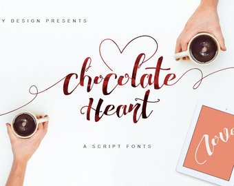 Chocolate Heart - Wedding Font - Script Font - Handlettering - Font - T-shirt - Wedding - Calligraphy - Modern Calligraphy - Valentine Font