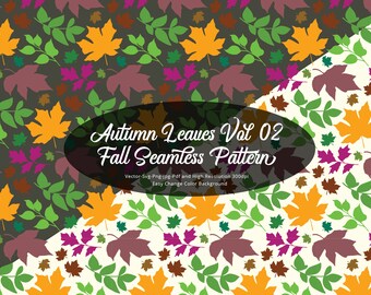 Autumn Leaves Fall Season Seamless Pattern 02