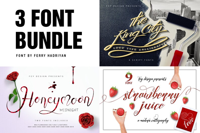 Calligraphy Display 3 Font Bundle Calligraphy Modern Calligraphy Display Font Fonts Brush ...