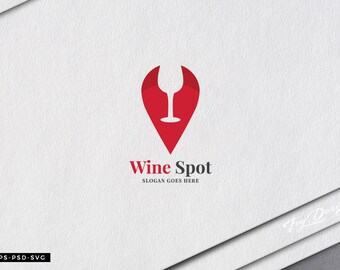 Wine Spot Logo - Wine Logo -  Drink Logo - Vector Logo - Alcohol Logo - Glass - Winery Logo - Restaurant Logo - Bar Logo - Grape Logo