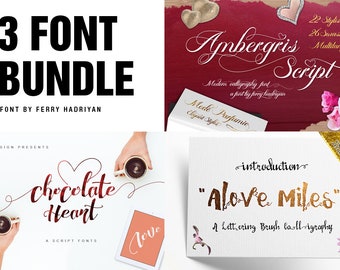 3 Font Bundle - Calligraphy - Modern Calligraphy - Display - Font - Fonts - Brush Font - Handletter - Wedding Font - Logo Font - Photography