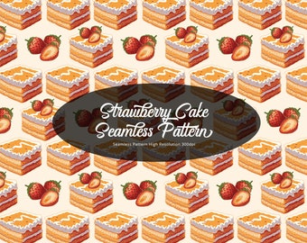 Strawberry Cake Seamless Pattern