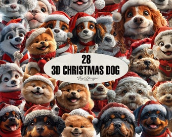 28 3D Dog Christmas Clipart - Digital Clipart - Clipart - Animal Clipart - Dog Clipart - Christmas Clipart