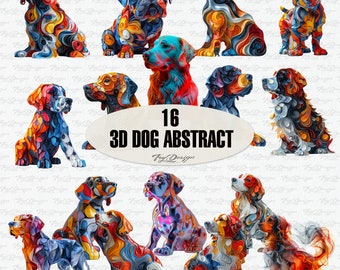 16 3D Abstract Dog Clipart