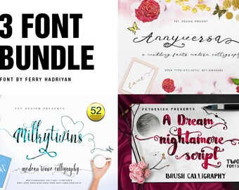 3 Font Bundle - Calligraphy - Modern Calligraphy - Display - Font - Fonts - Brush Font - Handletter - Wedding Font - Logo Font - Photography