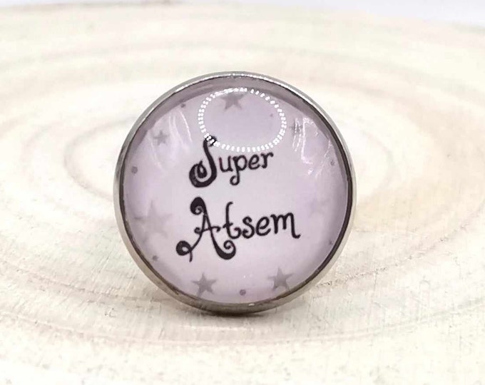 "Super atsem" cabochon ring, adjustable silver ring, atsem gift, end of year gift