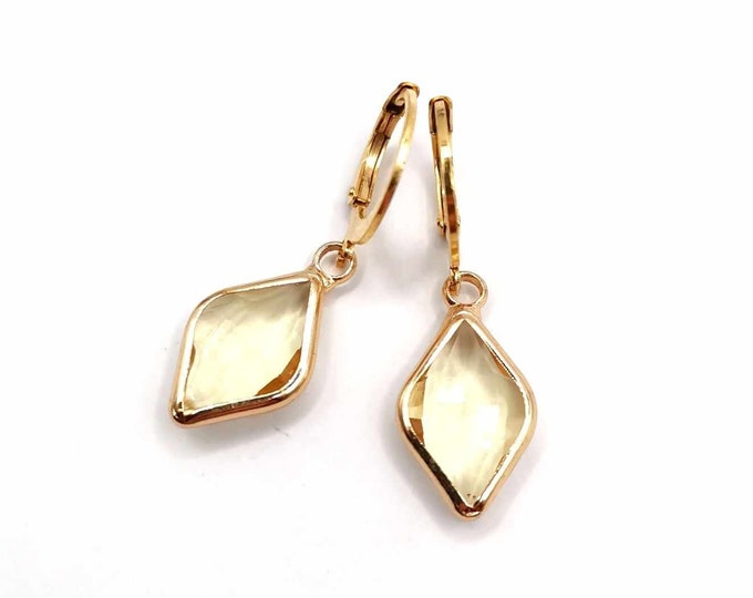 Minimalist earrings, small gold earrings, yellow diamond