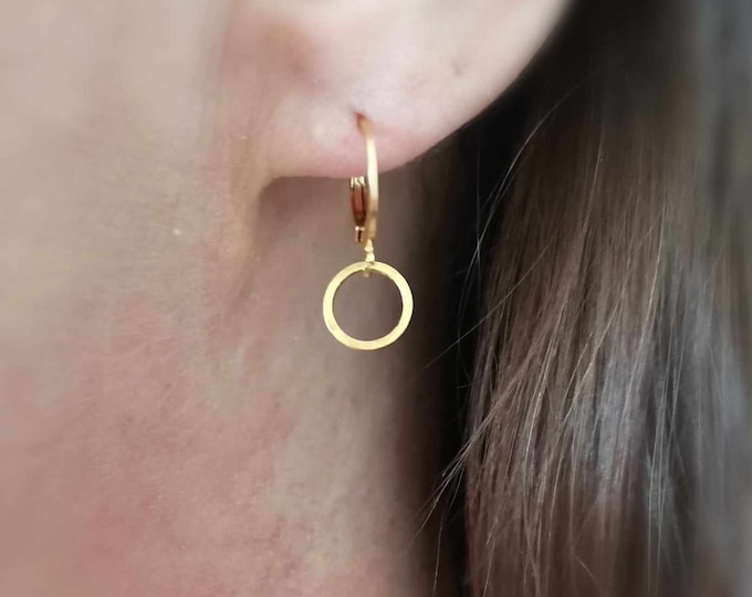 Minimalist earrings, small gold earrings, hollow ring