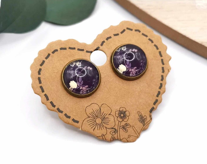 Earrings, studs, flower cabochon