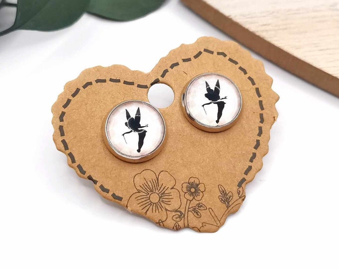 Earrings, studs, fairy cabochon