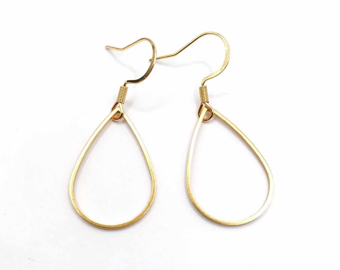 Stainless steel gold teardrop earrings