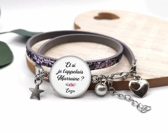 Godmother cabochon bracelet “what if I called you godmother?”, customizable gift