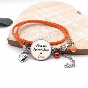 Grandma cabochon bracelet for my darling grandma, customizable grandma gift, personalized bracelet, child's first name image 1