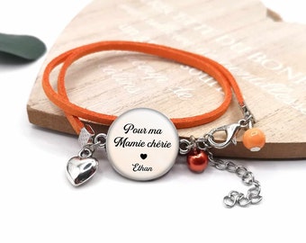 Grandma cabochon bracelet "for my darling grandma", customizable grandma gift, personalized bracelet, child's first name