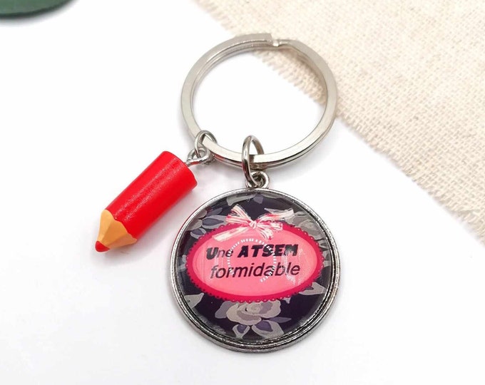 Atsem cabochon key ring "a wonderful atsem", atsem gift, school gift