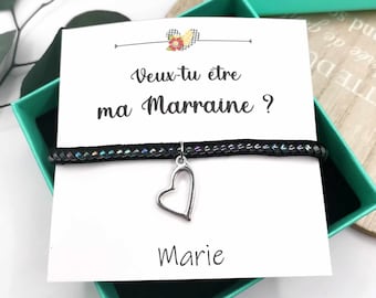 Bracelet tressé avec écrin, veux-tu être ma marraine, demande marraine, message personnalisé