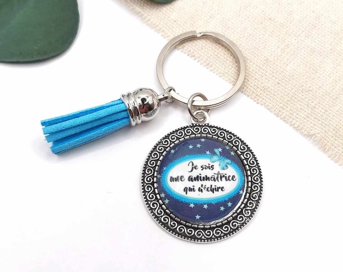 Animator cabochon key ring "an animator who rocks", animator gift