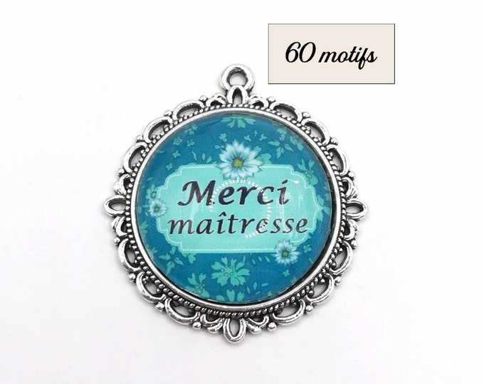 Charm, medallion, glass cabochon, Mistress theme, thank you mistress, end of year gift