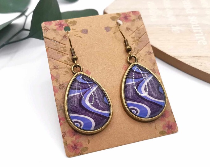 Cabochon scroll earrings, drop earrings