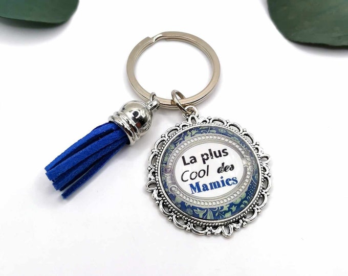 Grandma key ring, “the coolest grandma” cabochon, grandma gift
