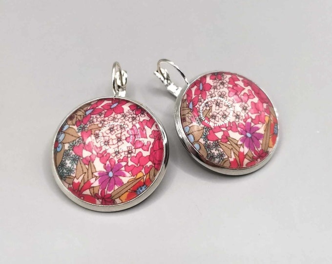 Large Liberty cabochon earrings, 925 Sterling silver sleepers