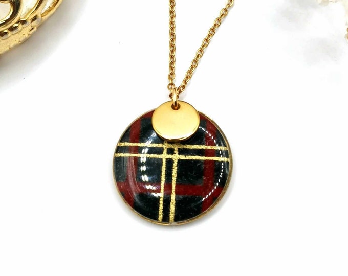 Gold stainless steel necklace, Japanese paper