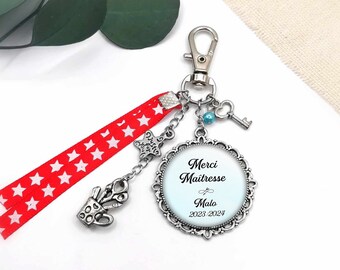 Master key ring, master bag jewel "Thank you mistress" + child's first name + year - customizable gift - master gift