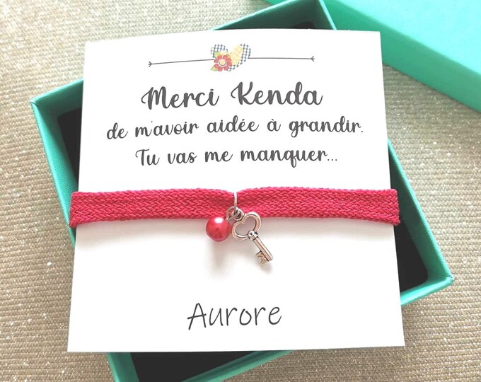 Cotton bracelet with box, thank you for helping me grow, personalized message