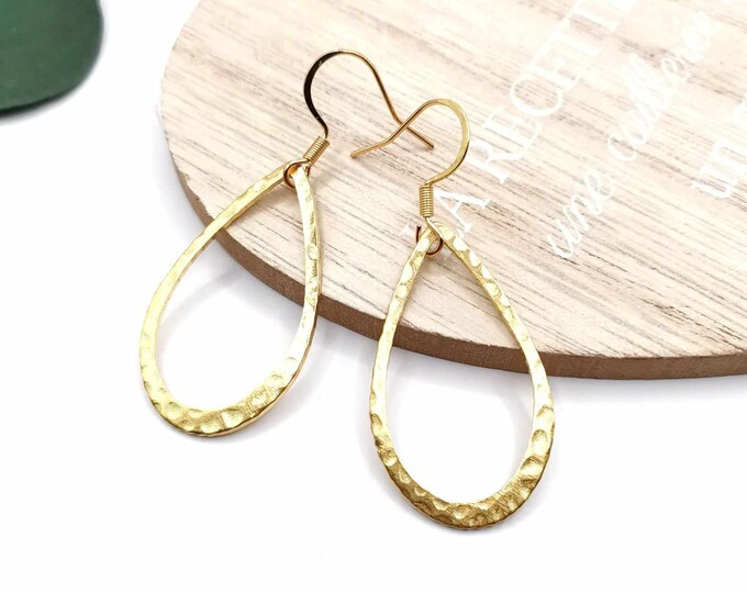 Stainless steel gold teardrop earrings