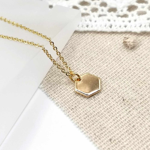 Collier fin, doré, polygone, collier minimaliste