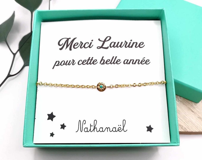 Stainless steel star bracelet with box, thank you for this beautiful year, personalized message