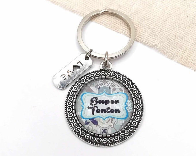 Uncle cabochon key ring "super uncle", godfather gift, uncle gift, uncle gift