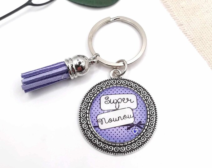 Cabochon nanny key ring "super nanny" nanny gift, nursery