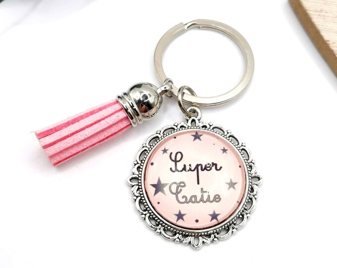 Auntie key ring "super auntie", I love you auntie, auntie gift, auntie bag jewel