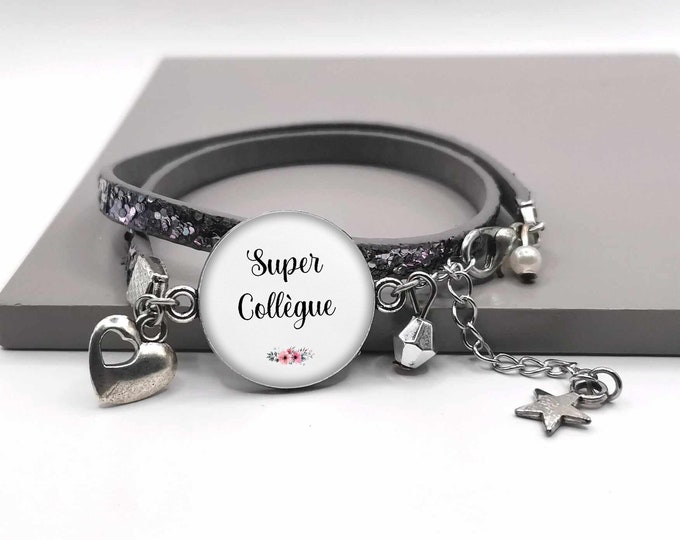 Colleague cabochon bracelet "super colleague", colleague gift, friend gift, personalized text