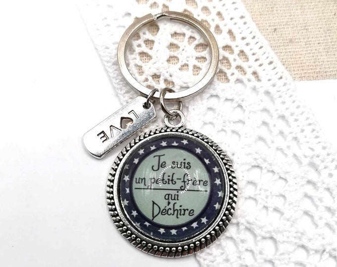 Brother cabochon key ring, I'm a rocking little brother, brother gift, birthday