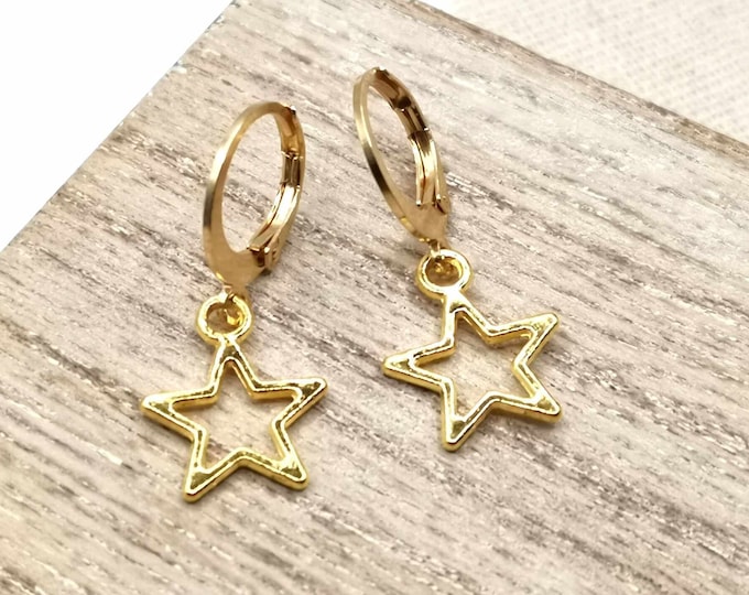 Minimalist earrings, huggies, small gold earrings, star
