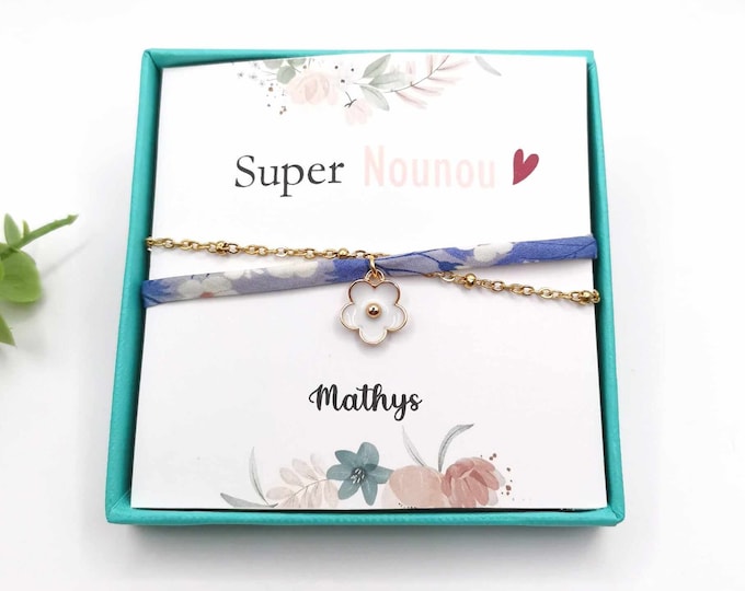 Gold and liberty stainless steel bracelet, with box, super nanny, personalized message