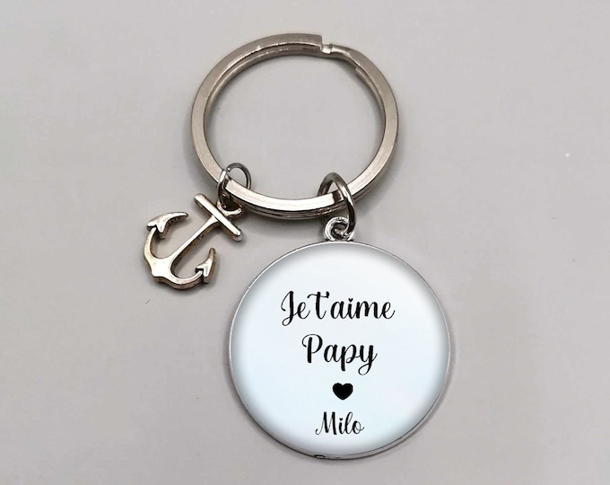 Grandpa cabochon key ring "I love you grandpa", grandpa gift, customizable gift, child first name, future grandpa