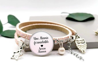 Pulsera abuela cabujón "una abuela maravillosa", regalo de abuela personalizable, pulsera personalizada, nombre del niño