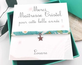 Liberty bracelet with box, thank you mistress for this beautiful year, personalized message