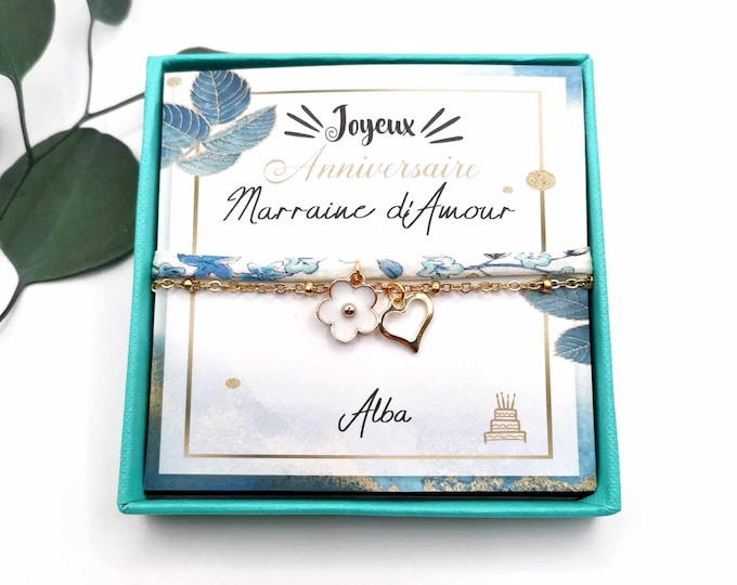 Gold and liberty stainless steel bracelet, with box, happy birthday, personalized message