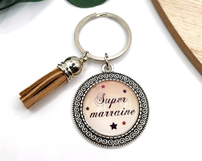 Godmother cabochon key ring, super godmother, godmother gift